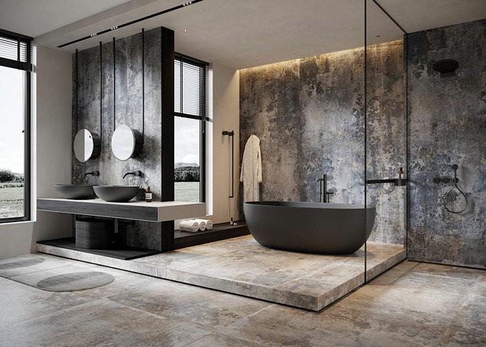 Łazienka urządzona w stylu wabi-sabi/fot. domni.pl