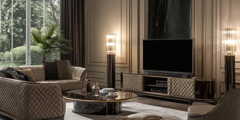 Elegancka ściana z telewizorem