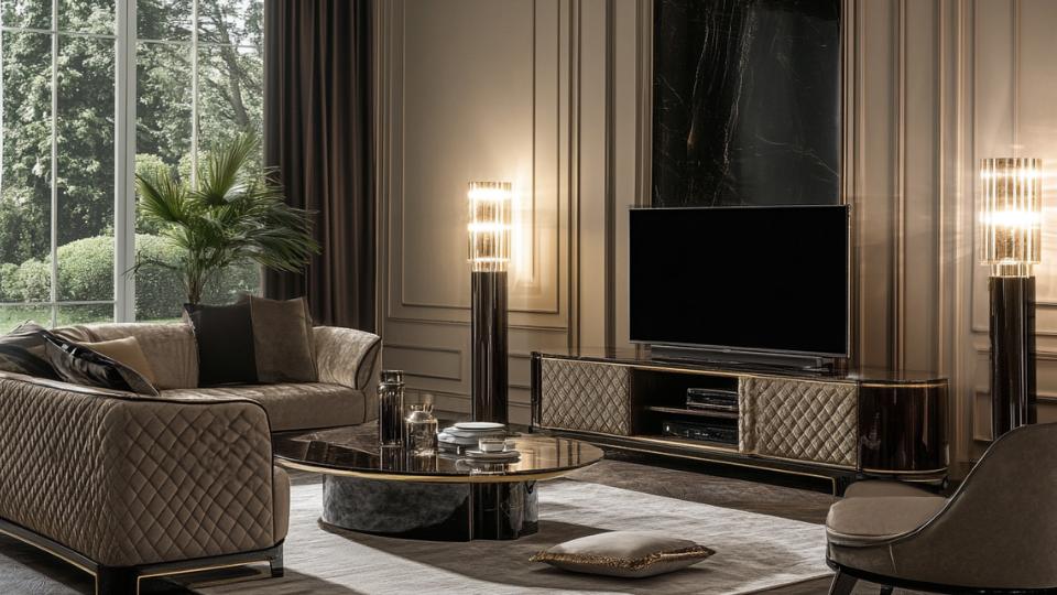 Elegancka ściana z telewizorem