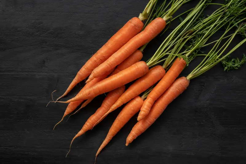 Świeże, umyte marchewki położone na stole / fot. freepik freepik.com