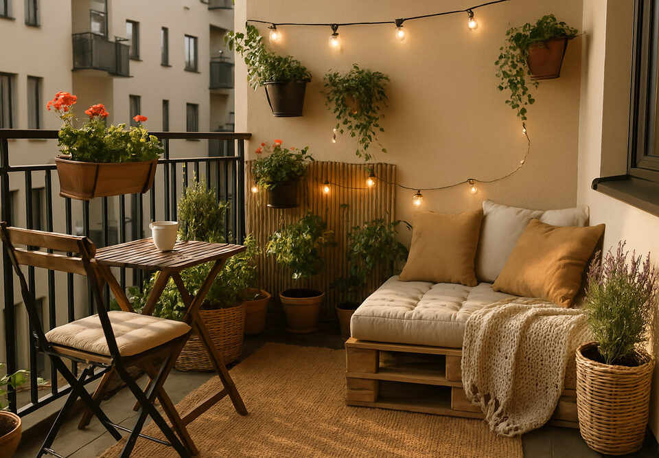 Mały, stylowy balkon Źródło: chatgpt.com