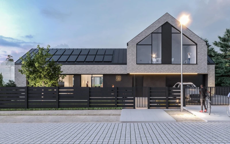 Dom z dużymi oknami