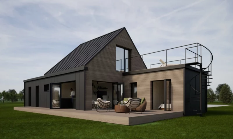 Dom modułowy z nowoczesnymi oknami
